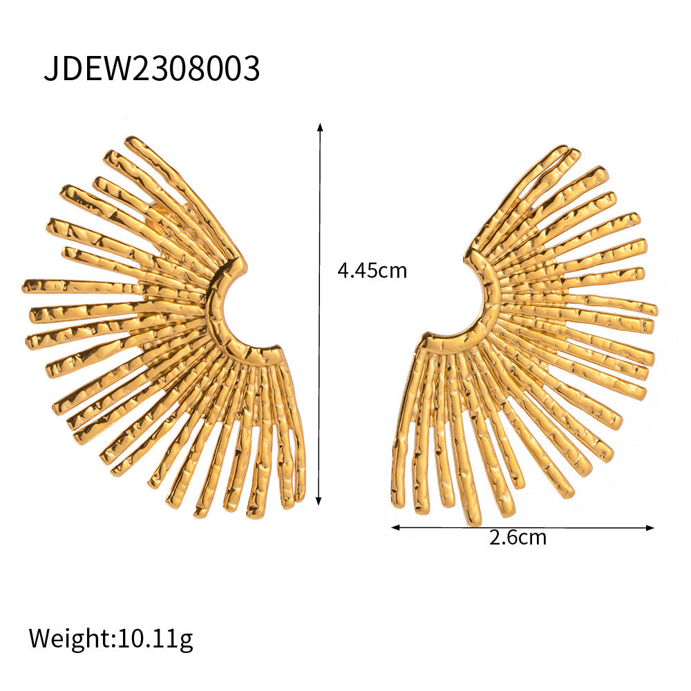 Vintage Gold Fan Shaped Stud Earrings