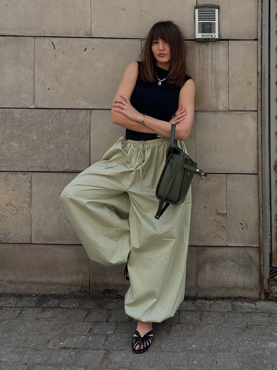 Cotton Lantern Pants Casual Street Style Loose Fit Trousers