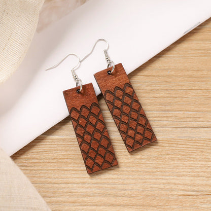 Minimalist Handmade Vintage Wooden Drop Earrings