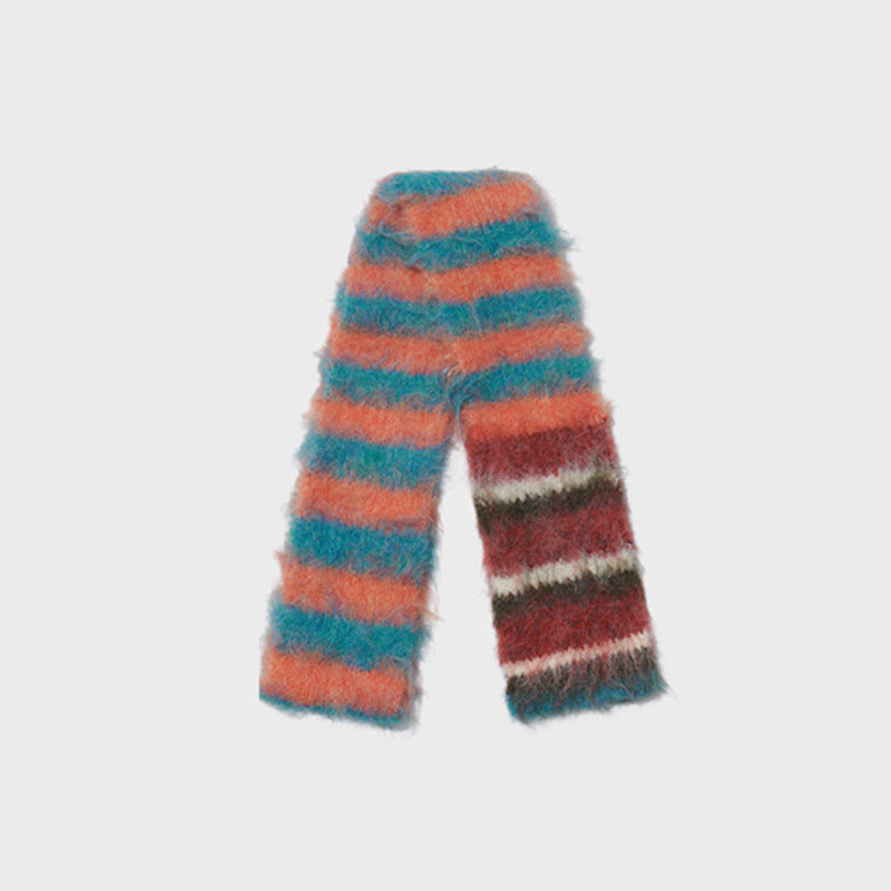 Color Block Striped Knitted Scarf Soft Acrylic Winter Accessory