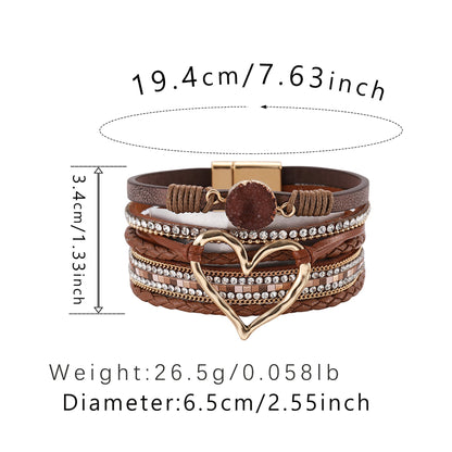 Rhinestone Bohemian Layered Love Bracelet
