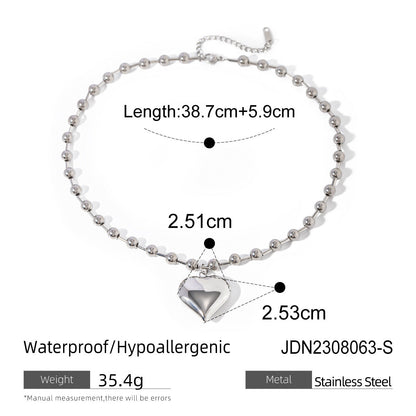 CubicÂ Love Pendant Bead Chain Necklace