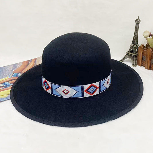 Wool Felt Wide Brim Fedora Hat for Fall/Winter