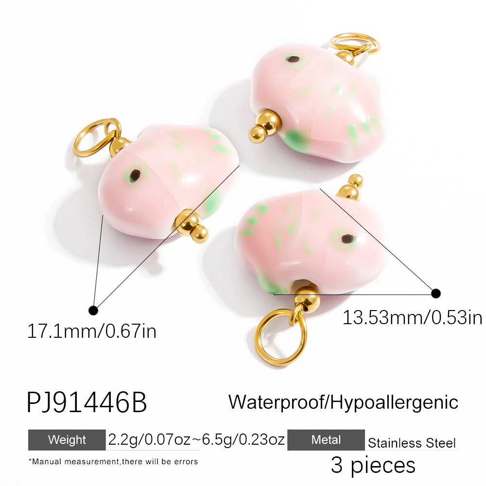 Fashion Stainless Steel Natural Stone Pendant Earrings