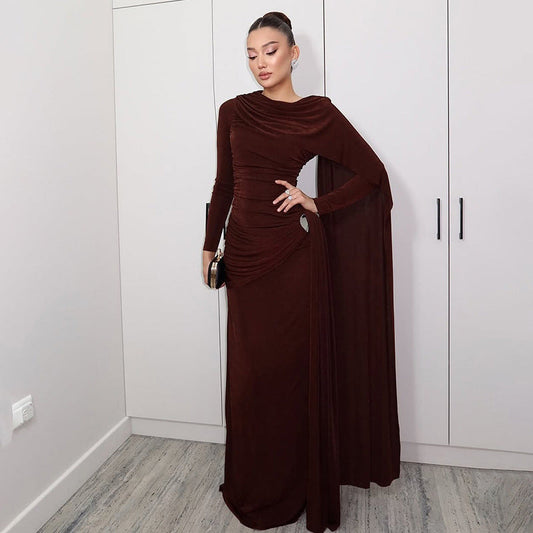Solid Color A-Line Maxi Dress With Ruffled Ties