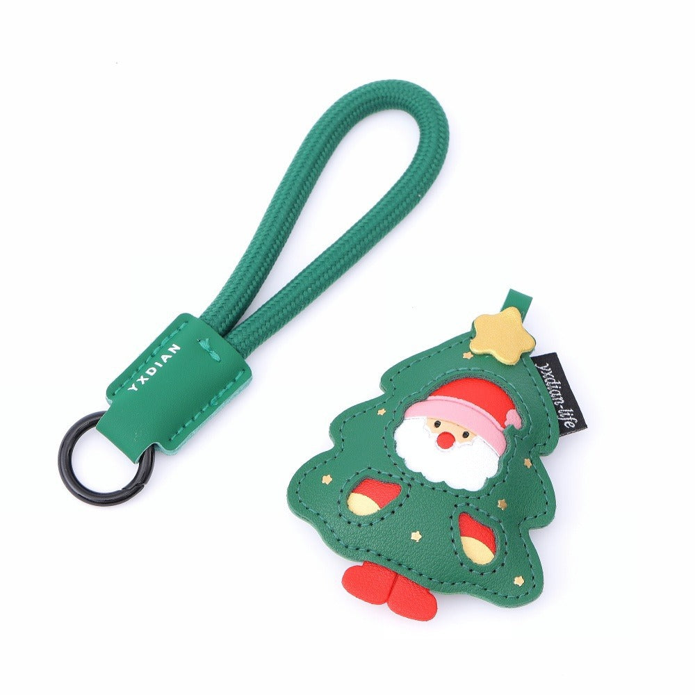 Leather Santa Claus Christmas Bag Charm