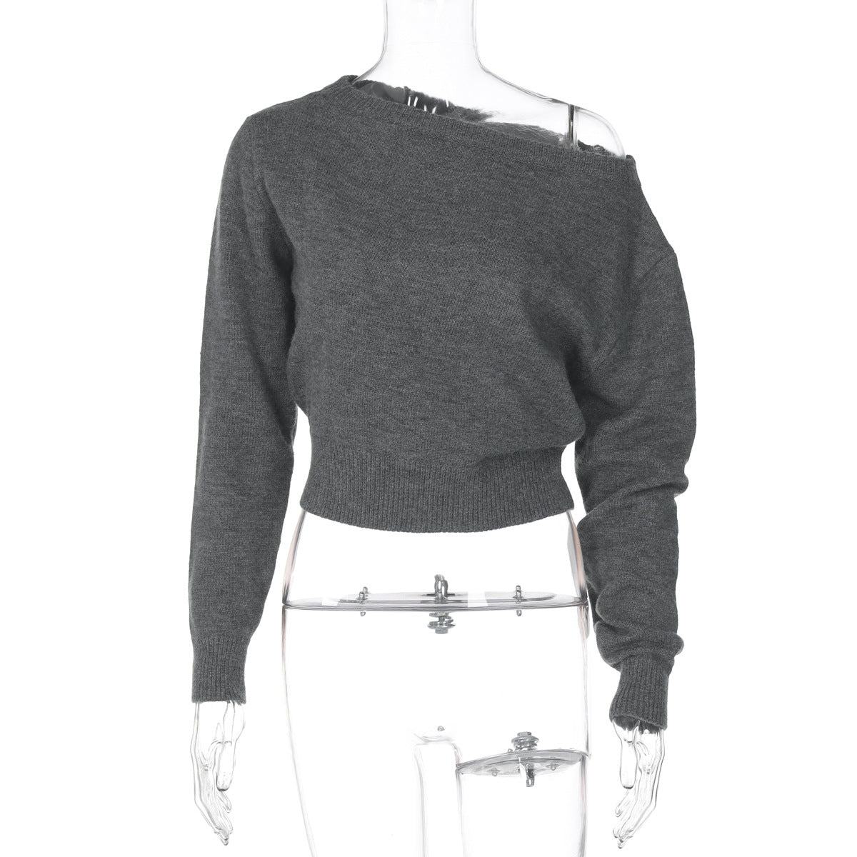 Chic Crop Top with Asymmetrical Neckline Trendy Streetwear