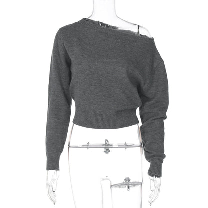 Chic Crop Top with Asymmetrical Neckline Trendy Streetwear
