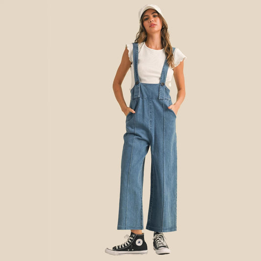 Vintage Style Loose-Fit Denim Overalls for Women