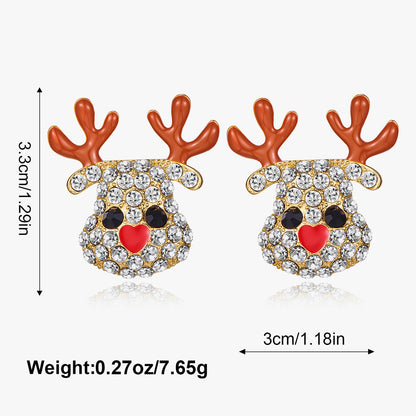 Trendy Enamel Christmas Theme Rhinestone Dangle Earring