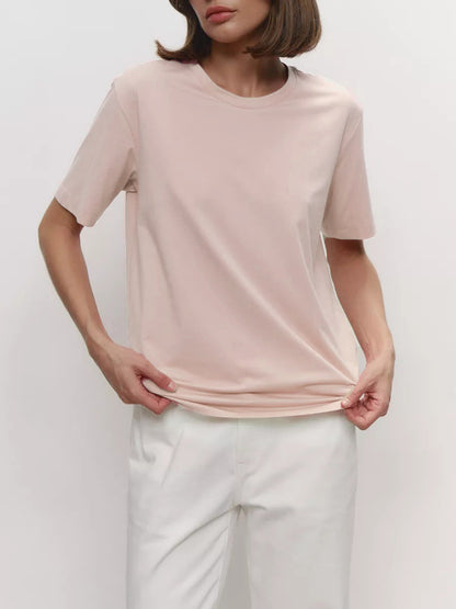 Casual Solid Cotton Short Sleeve T-Shirt for Everyday Wear