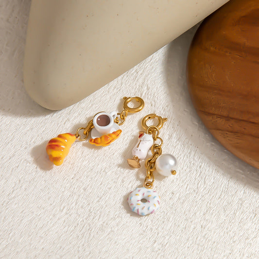 DIY Stainless Steel Coffee Cup Doughnut Charm Keychain