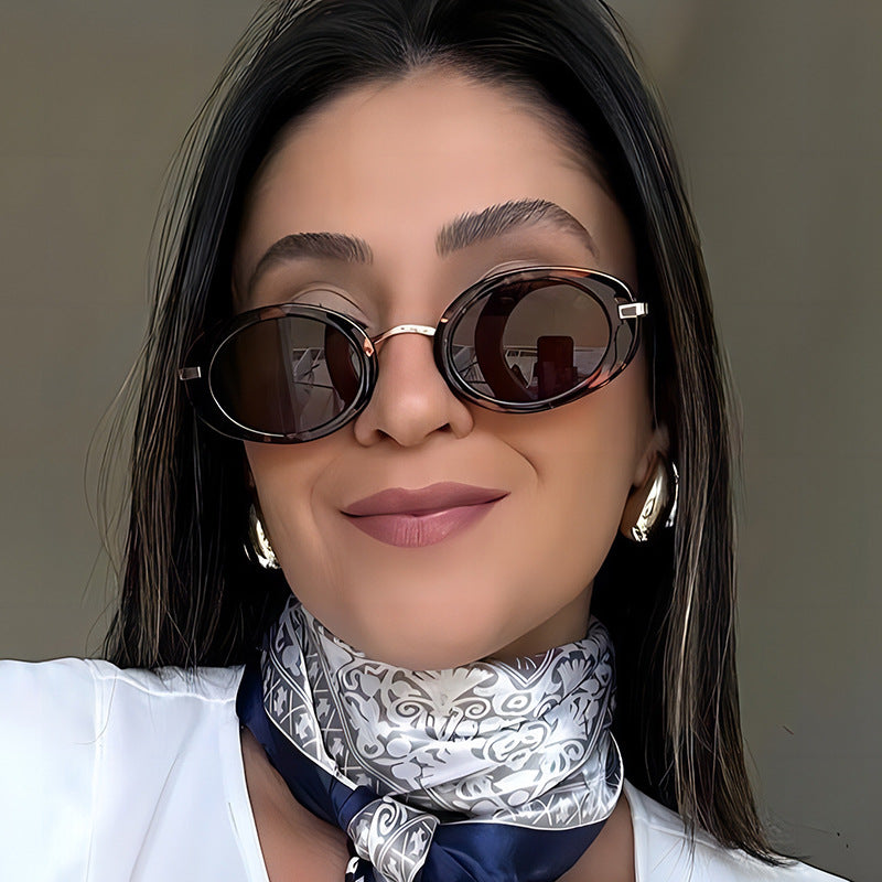 Retro Oval UV400 Women's Sunglasses Trendy Outdoor Eyewear