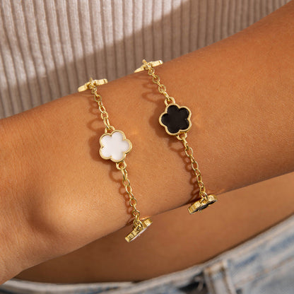 Trendy Alloy Five-Leaf Clover Bracelet Jewelry Set