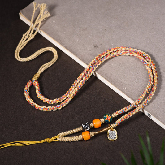 New Tibetan Pendant National Style Thangka Zakiram Necklace New Hand-Woven Pendant Retro And Versatile