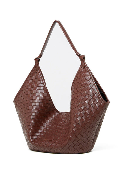 Woven Leather Shoulder Hobo Bag Soft Cowhide