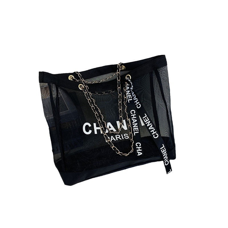 Transparent Mesh Tote Bag for Women, Large Capacity Gym & Beach Bag