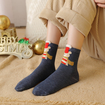Christmas Reindeer Cartoon Funny Crew Socks