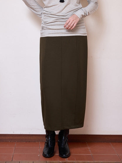 French High Waist Tulip Skirt Casual Solid Color Midi Skirt