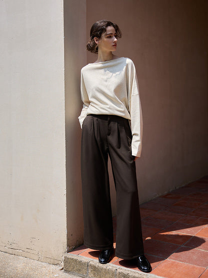 High-Waisted Wide-Leg Wool Blend Trousers for Women