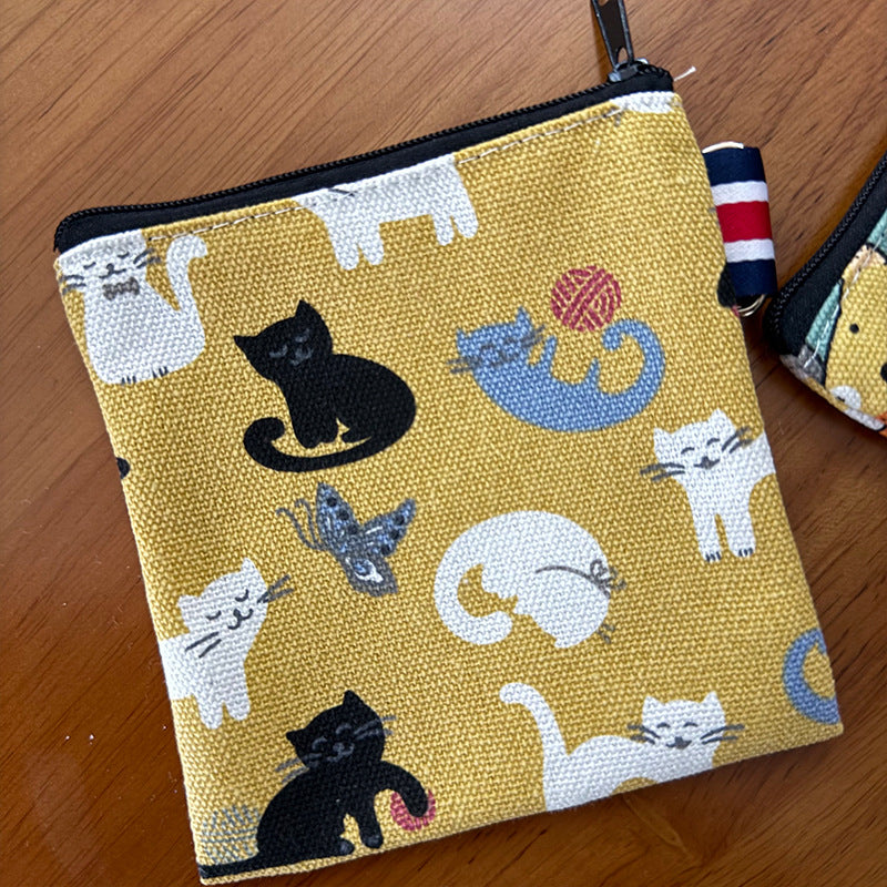 Cute Canvas Travel Coin Purse Keychain Wallet