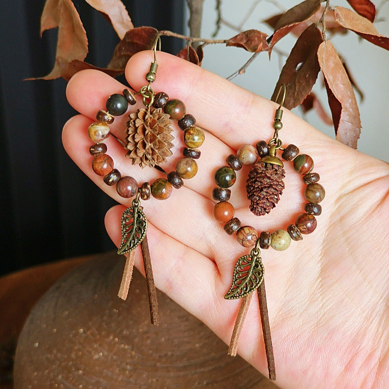 Bohemian Tassel Earrings Handmade with Dried Fruits