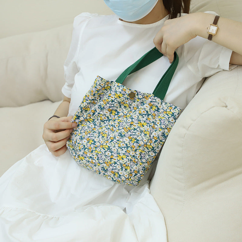 Cotton Mini Tote Bag Lightweight Summer Floral Handbag