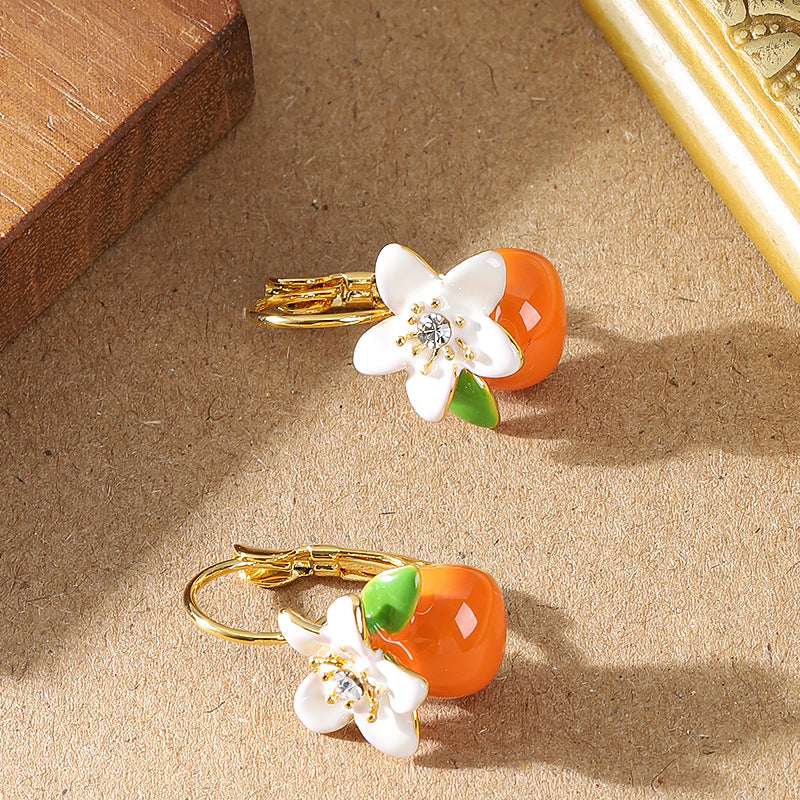 Floral Drop Oil Earrings Elegant Fresh Style