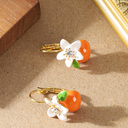 Floral Drop Oil Earrings Elegant Fresh Style