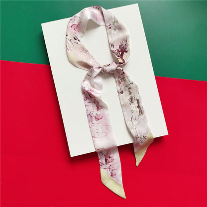Silk Scarf Long Silk Scarf Braided Hair Tied Bag With Gift Spinning Literature And Art