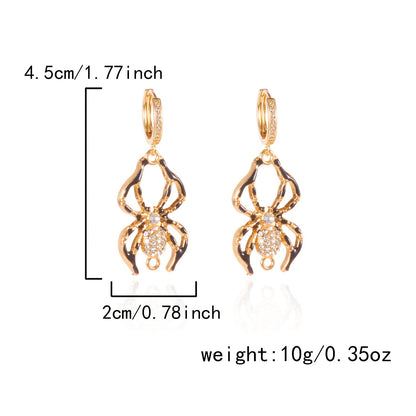 Halloween Enamel Pumpkin Rhinestone Hoop Earrings