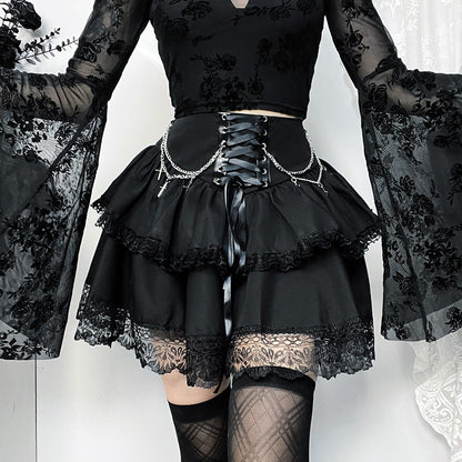 Gothic Layered Cross Chain Mini Skirt for Women