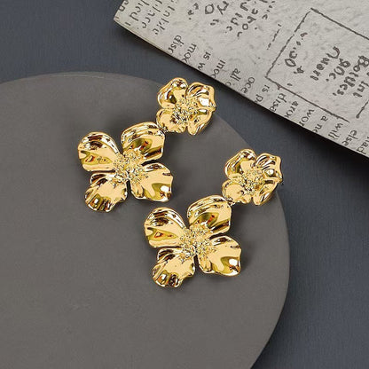 Geometric Gold Plated Earrings For Women Fashion Luxurious Style