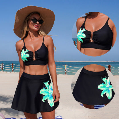 Women'S Floral Bikini Set - Quick-Dry Nylon Swimwear