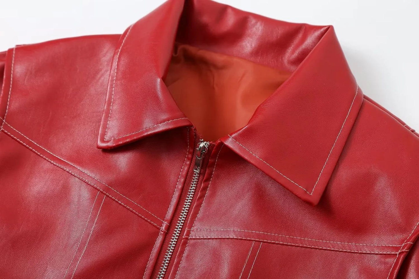 Vintage Splicing Lapel Leather Oversize Jacket