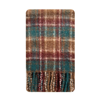 Vintage Plaid Scarf Soft Wool Blend for Women