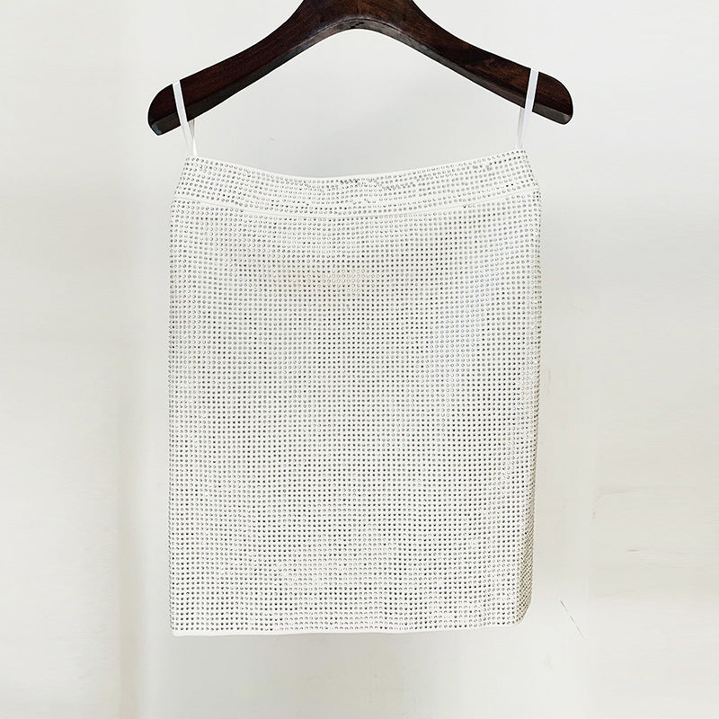 Fashionable Elegant Sequin Mesh Top And Skirt Outfit