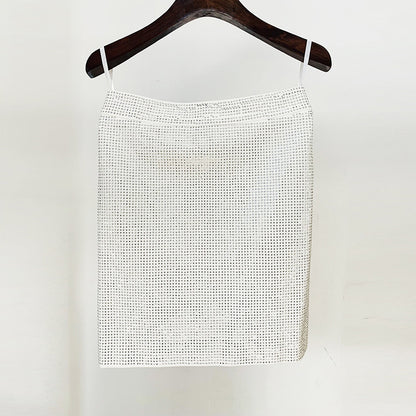 Fashionable Elegant Sequin Mesh Top And Skirt Outfit