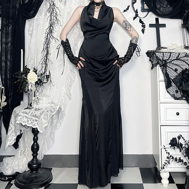 Dark Fashion Halter Neck Backless Cross Dress Sexy Long Maxi Dress