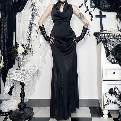 Dark Fashion Halter Neck Backless Cross Dress Sexy Long Maxi Dress