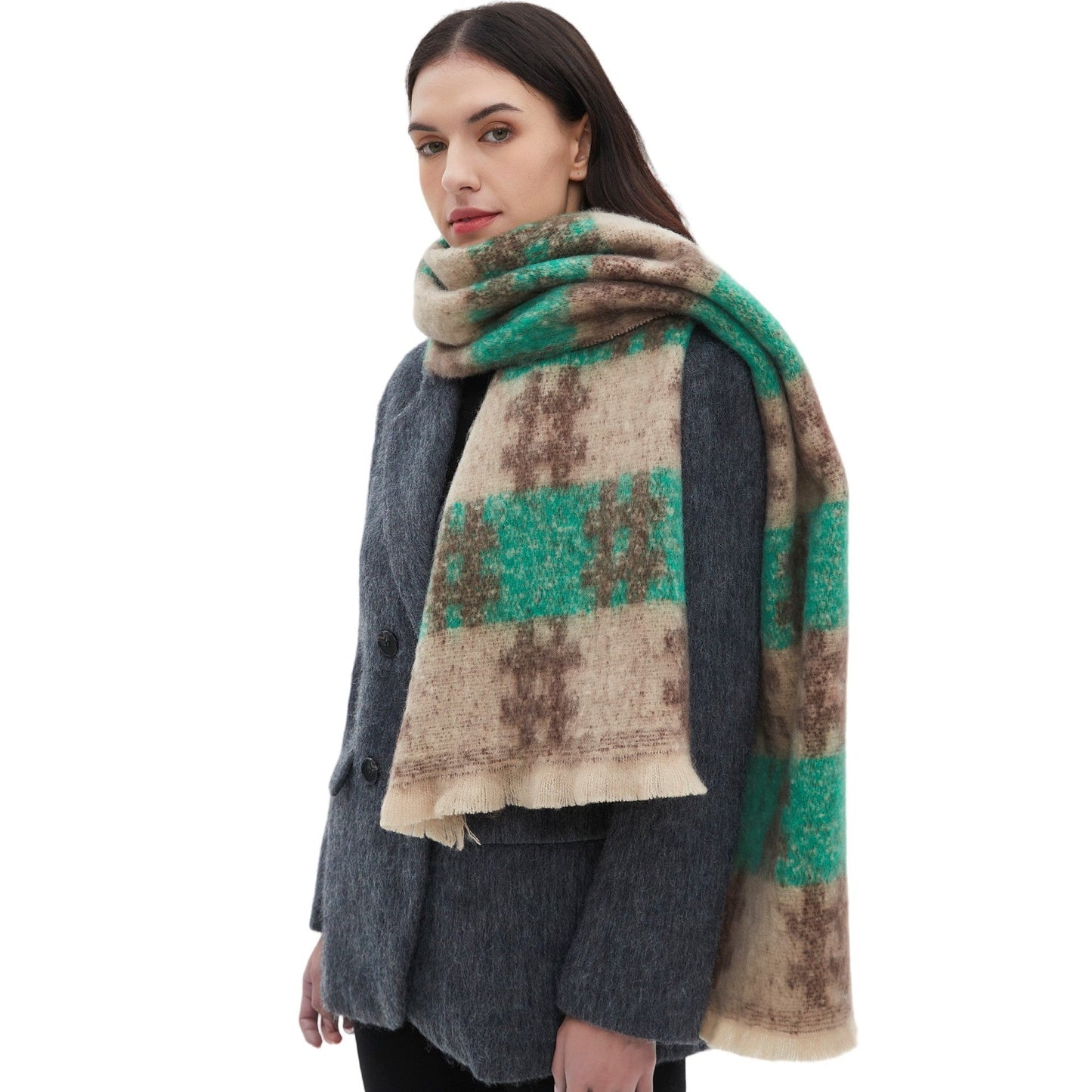 Plaid Print Contrast Color Scarves