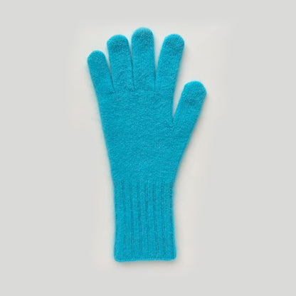 Raccoon Fur Knitted Touchscreen Gloves Stylish Long Warm Five-Finger Winter Gloves