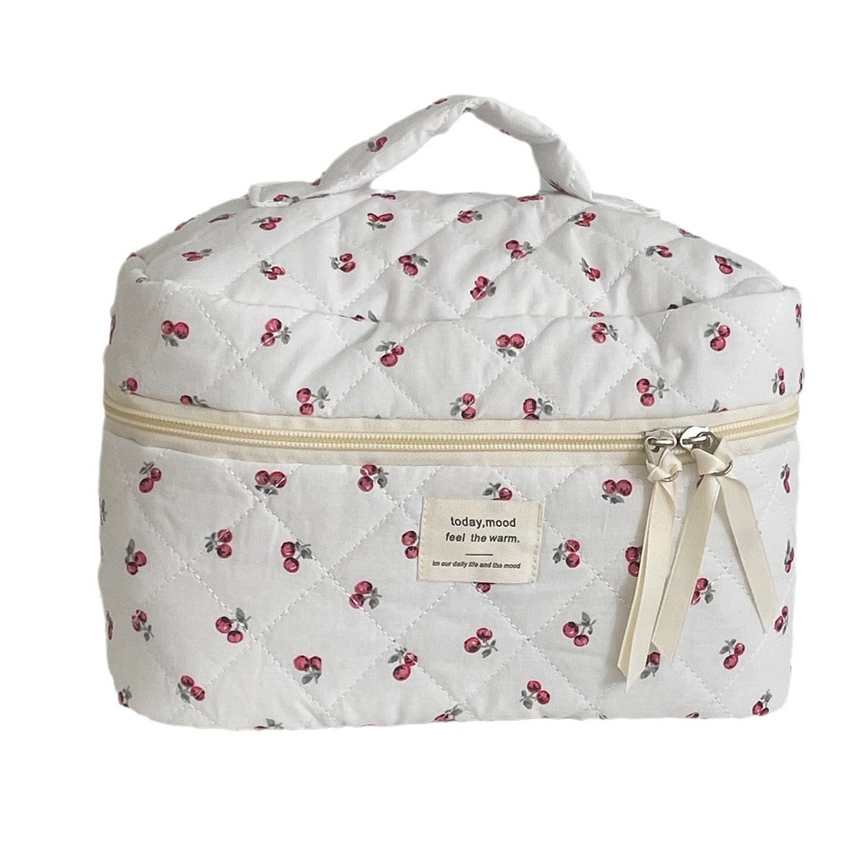 Quilted Berry Makeup Bag Stylish Portable Travel Organizer