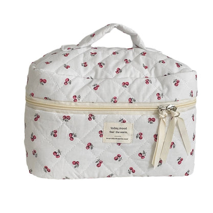 Quilted Berry Makeup Bag Stylish Portable Travel Organizer