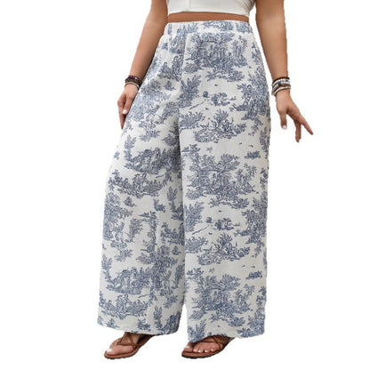 Plus Size Floral Print Loose Harem Pants for Women