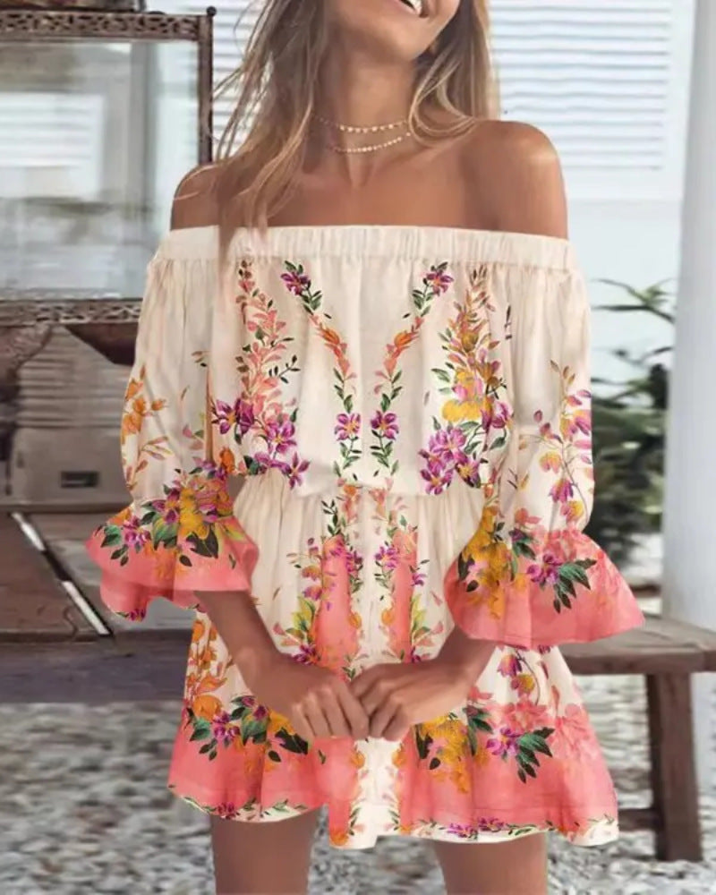 Sexy And Fashionable One Shoulder Printed Dress