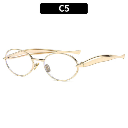 Metal Oval Sunglasses Stylish UV400 Protective Eyewear