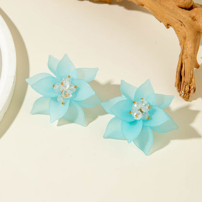 Trendy Floral Resin Drop Earrings Handmade Fresh Style