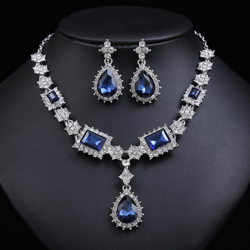 Trendy Fashionable Gemstone Necklace and Earring Set
