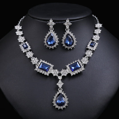 Trendy Fashionable Gemstone Necklace and Earring Set
